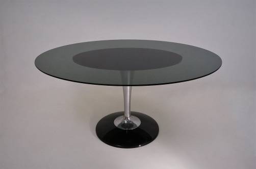 Chromcraft table, glass, aluminium & acrylic, 1970s ca, American